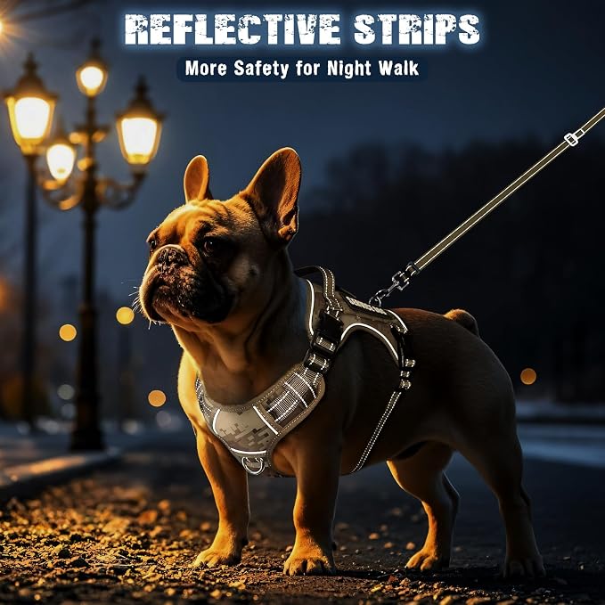Tactical Service Dog Vest and Leash Set with 10 Patches Camo S | Adjustable No Pull Service Dog Harness for Small Sized Dog with Dog Seat Belt,Reflective Easy Walk for Training Hiking