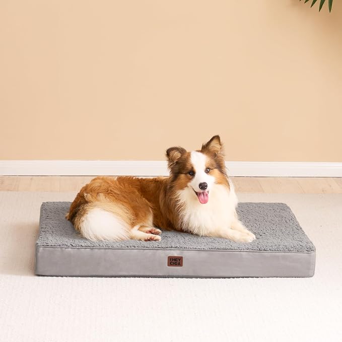 EHEYCIGA Orthopedic Dog Bed Large with Removable Washable Cover, 36x27 | Egg Crate Foam Support, Durable Oxford fabric, Non-Slip Bottom, Machine Washable, Soft Waterproof Plush Pet Bed Mat For Crate