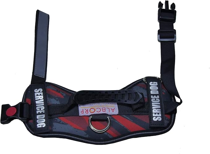 Service Dog Vest Harness – Reflective Service Animal Vest, No-Pull Harness with Handle & Mesh Padding – Sizes XXS-XL for Puppies – 2 Removable Service Patches Included (XXS, Red Camo)