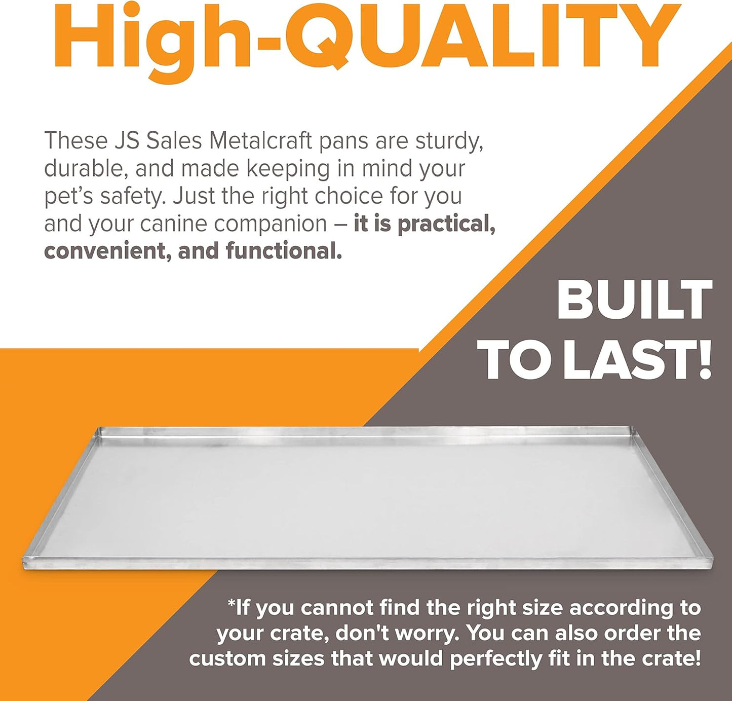 52.5" x 33.13" Metal Replacement Dog Crate Pan Chew Proof Crack Proof Pet Kennel Tray Central Dog Training Crate Pan Pet Supplies, Galvanized, 1" H