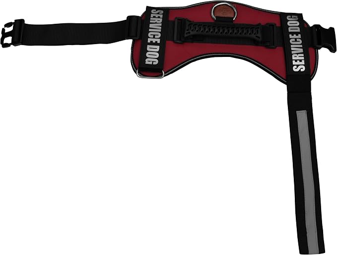 AALBCORP Service Dog Vest Harness – Reflective Service Animal Vest, No-Pull Harness with Handle & Mesh Padding – Sizes XXS-XL for Puppies – 2 Removable Service Patches Included (Extra Large, Maroon)