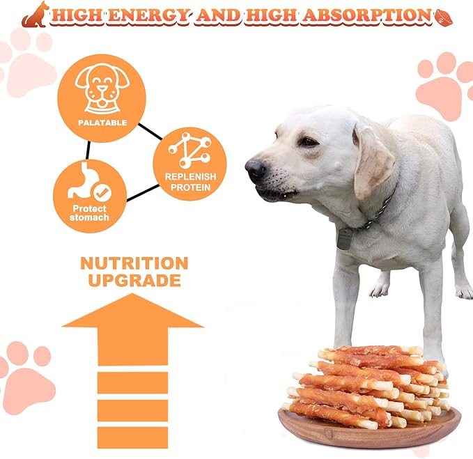 Pawant Puppy Training Snacks Dog Chews Treats Chicken Wrapped White Rawhide Sticks 0.5lb