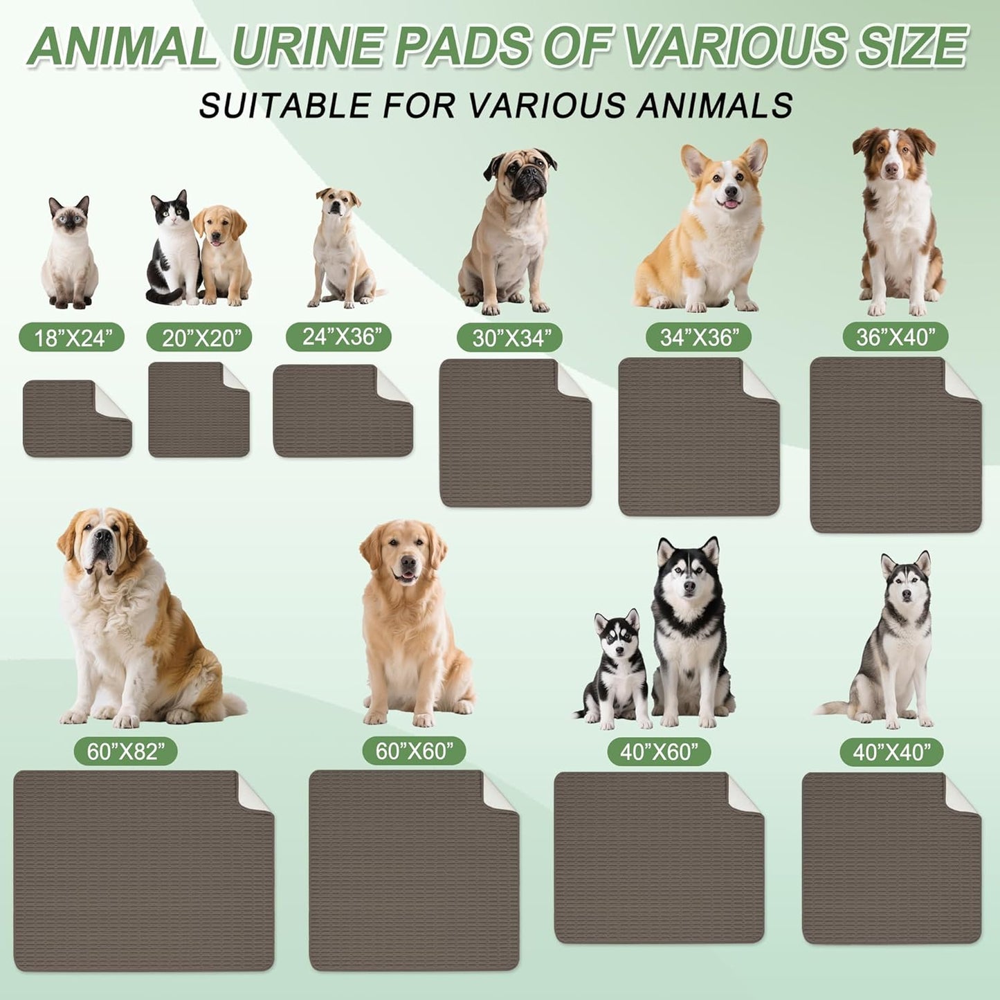 Washable Pee Pads for Dogs, 2 Pack Reusable Puppy Pads Dog Pads, Non-Slip Dog Pee Pads, Leakproof Pet Pee Pads Wee Wee Pads for Dogs. (Coffee, 20"x20"(Pack of 2))