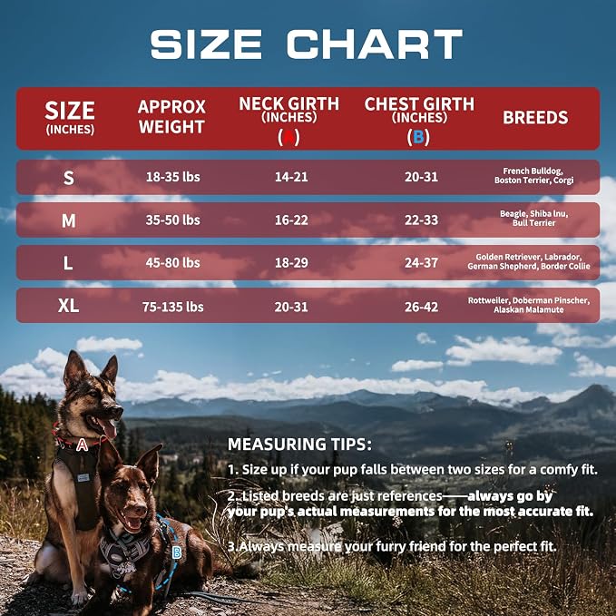 AUROTH Tactical Dog Harness for Large Dogs No Pull Adjustable Pet Harness Reflective K9 Working Training Easy Control Pet Vest Military Service Dog Harnesses Red XL