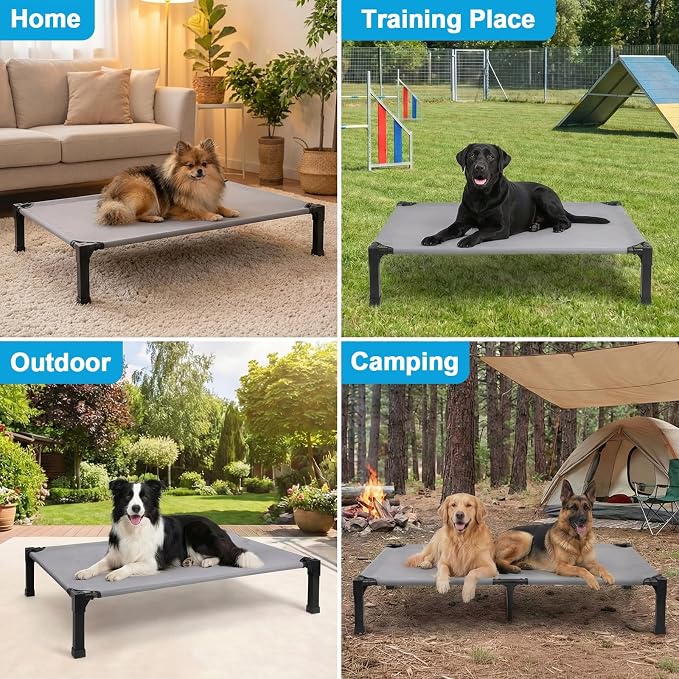Elevated Dog Bed Raised Cooling Dog Cot for Small Dogs, Portable Indoor & Outdoor Pet Bed with No-Slip Feets Breathable Mesh Pet Bed for Camping Outdoor
