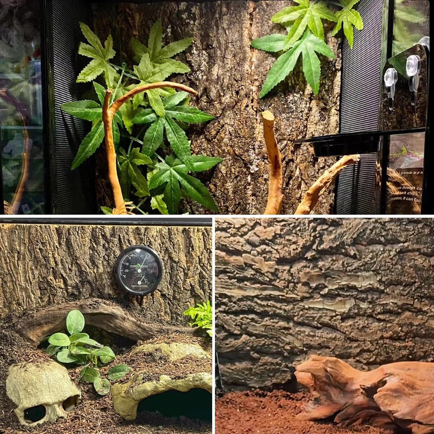 Tfwadmx Terrarium Cork Bark Background, 11.8"x15.75" Thickened Reptile Tank Tree Backdrop Wall Decor Habitat Climbing Mat Decoration for Lizard, Turtle, Gecko, Bearded Dragon, Frog, Chameleon