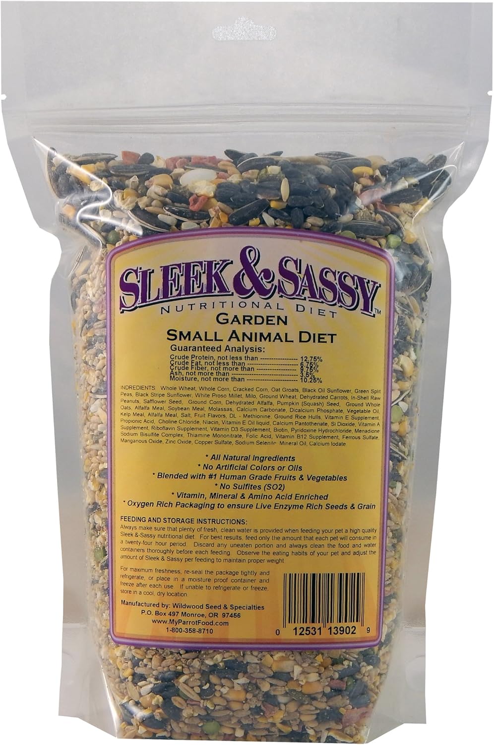 SLEEK & SASSY Garden Small Animal Food for Hamsters, Gerbils, Mice & Rats (2 lbs.)