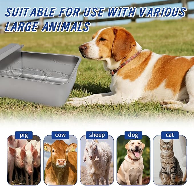 6 Gal Automatic Large Dog Water Dispenser Livestock Water Trough Stainless Steel Waterer Feeder Outdoor Automatic Pet Water Bowl Large Auto Dog Waterer for Big Dogs Cats Chicken Livestock