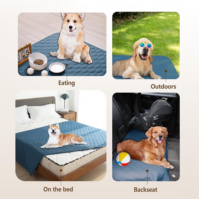 gogobunny 3X Stronger Waterproof Pet Blanket, Scratch Proof Furniture Protector for Dogs Cats, Reversible Cover 30x90 Inch, Dark Blue