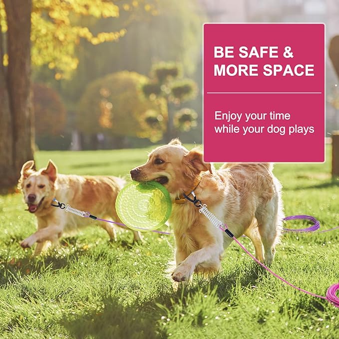 Snagle Paw Heavy Duty Long Dog Leads for Yard 150FT-1000LBS Break Strength,Dog Tie Out Cable with Swivel Lockable Hook & Spring,Chew Proof Dog Chain for Outside,Dog Run Cable for Medium Large Dogs