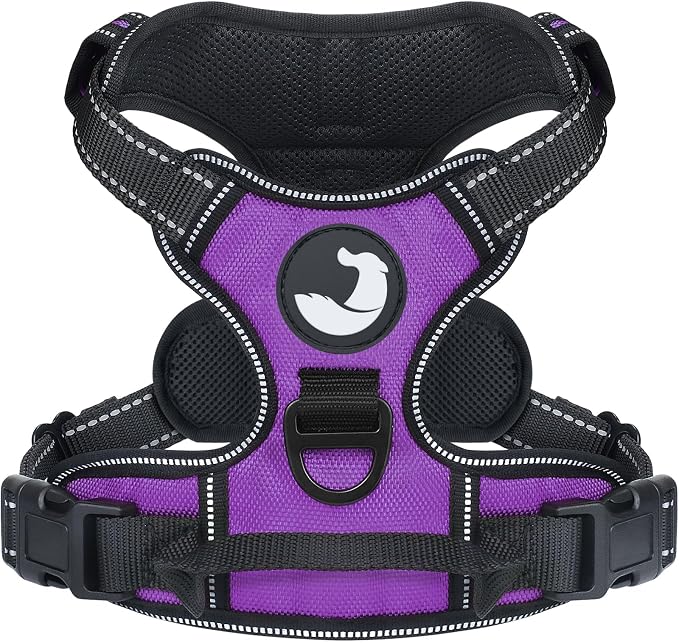 Joytale No Pull Dog Harness Medium Sized Dog, Front Clip, Purple | Grab Handle for Instant Control, Padded & Adjustable Vest, Sturdy Metal D-Rings, for Safe Training & Daily Walking