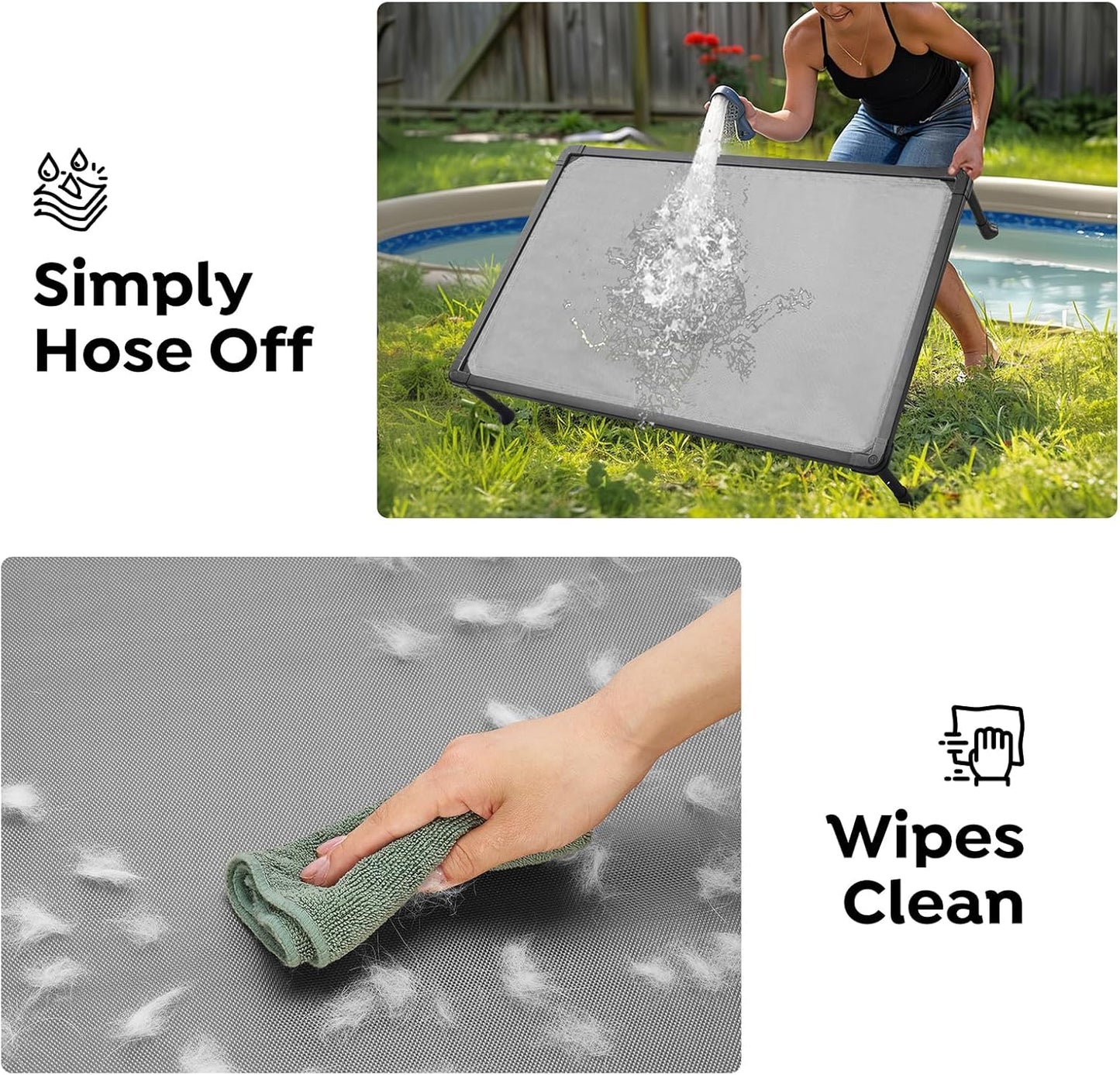 Veehoo Chew Proof Dog Bed, Non-Chewable Cot for Large Dogs, Anti-Scratch Durable Hammock Raised Place for Training Platform, Outdoor Cooling Off Ground, CWC2420ACP