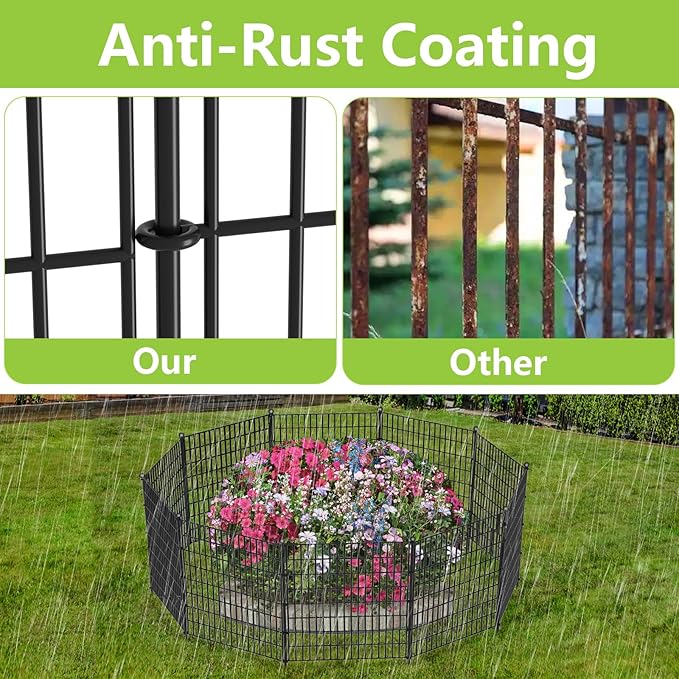 Toolterritary 15 Panels No Dig Garden Fence, 40 in(H) X 36.3 ft(L) Metal Fence Panels, Thickened Rustproof Garden Fencing, Animal Barrier Fence for for Dogs, Rabbits, Landscape, Patio