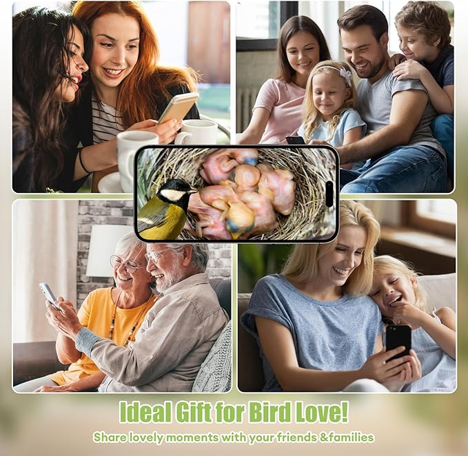 Smart Bird House with Camera, 2.4G WiFi & App Alerts, 160° Wide View 1080P HD Wireless Birdhouse, Auto Capture Bird Video & Motion Detection, Smart Bird House Camera Solar Powered (Natural, Normal)
