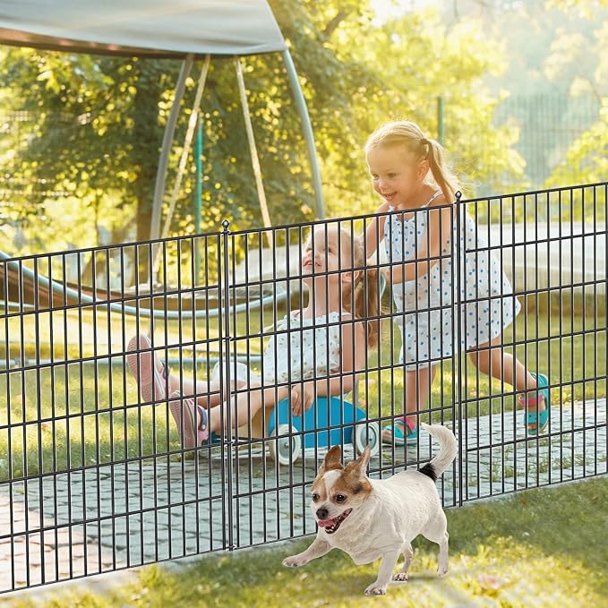 Toolterritary 15 Panels No Dig Garden Fence, 32 in(H) X36.3 ft(L) Metal Fence Panels, Thickened Rustproof Garden Fencing, Animal Barrier Fence for Dogs, Rabbits, and Patio