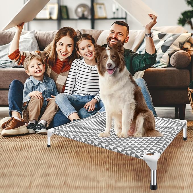 Kuntrust Elevated Outdoor Dog Bed, Medium Size, Cotton Material, Non-Slip Feet, Fits up to 70lbs (Pack of 2)