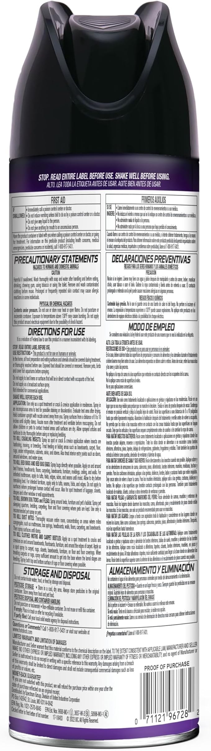 Hot Shot Bed Bug Killer Aerosol, Case Pack of 12