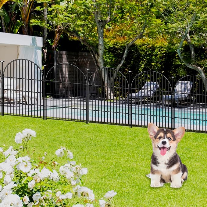 Okaygardn Tall Garden Fence with Gate 40 in(H)x26.2 Ft(L), 12 Panels Dog Fence Outdoor for Yard, No Dig Garden Fence Border,Heavy Duty Metal Temporary Rabbit Dog Fences Animal Barrier for Outdoor Yard