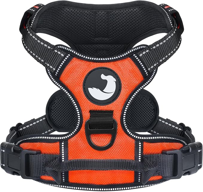 Joytale No Pull Dog Harness for Small Dogs, Front Clip, Orange | Grab Handle for Instant Control, Padded & Adjustable Vest, Sturdy Metal D-Rings, for Safe Training & Daily Walking