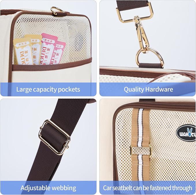 Wakytu Expandable Pet Carrier for Cats and Dogs, Airline Approved Cat Carrier, Large Travel Bag with Extra Large Foldable mat