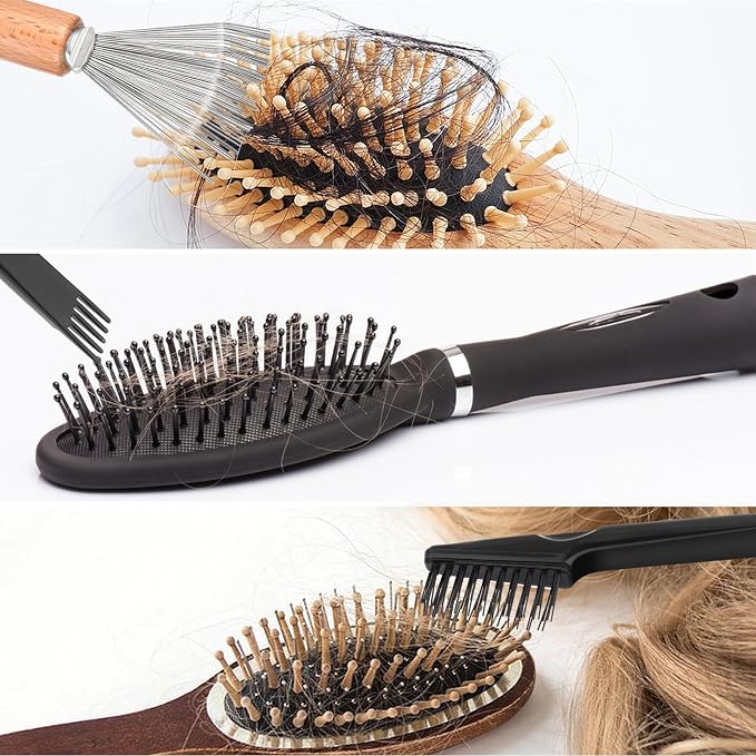 2 Pcs Hair Brush Cleaning Tool Mini Comb Cleaner Rake Metal Wires Hair Remover Tool for Home and Salon Use