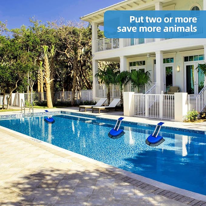 LCHUANG Pro Pool Animal Escape Ramp-2Pcs Floating Frog Saver Log for Swimming Pools,Durable Critter Ramp,Summer Small Animal Rescue,Escape Platform,Prevent Drowning with Easy Installation (Blue-2Pack)