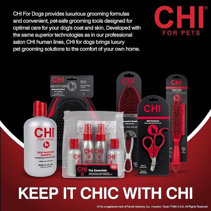 CHI for Dogs Porcupine Pin and Bristle Dog Grooming Brush Detangling and Smoothing Brush for Short Medium and Long Dog Coats Helps Remove Loose Hair and Light Tangles Ergonomic Soft Grip