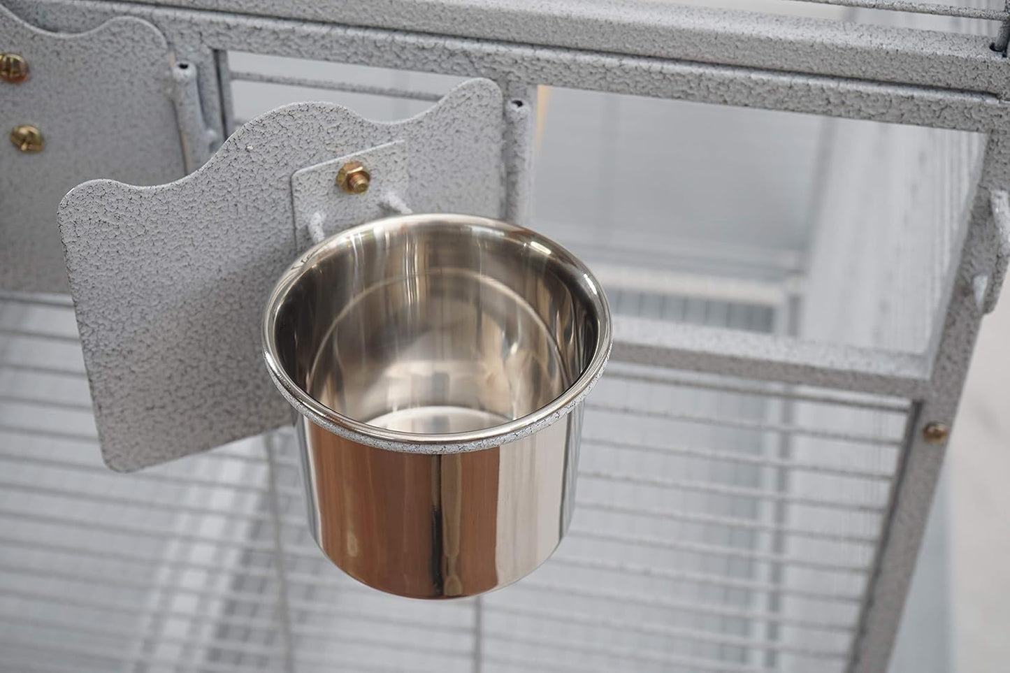 Corner Bird Cage for Cockatiel Parakeet Black and White (White Vein)