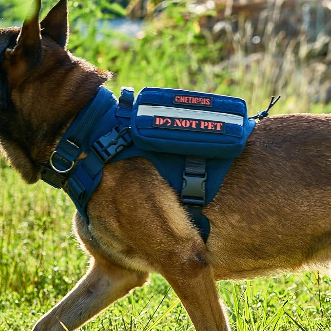 OneTigris Service Dog Vest Harness Saddle Bag Backpack Pouch, Emotional Support, Service Dog in Training,Quality Saddlebag for Tactical Dogs Vests(Blue)
