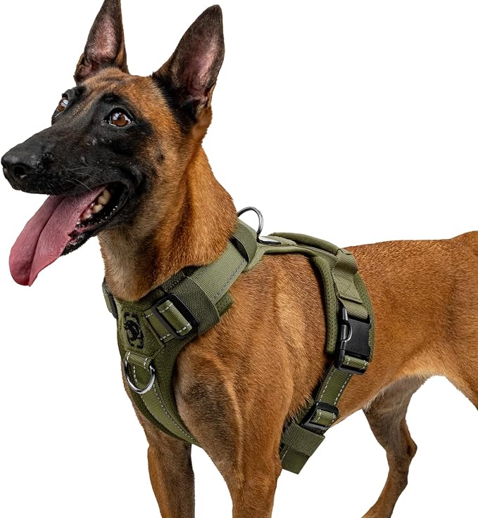 OneTigris Soft Padding No Pull Dog Vest Harness for Medium and Large Dogs | High-tensile Nylon, Adjustable, Reflective, 1 Handle, 3 D-rings, Lightweight, Tough, Easy on/off Tactical Dog Harness