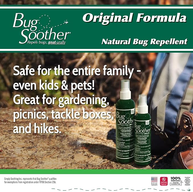 Bug Soother Natural Insect Repellent Spray, DEET-Free Family Pack (4 Count) | Plant Based | Repels Mosquitos, Gnats & No See'ums | Family Safe | Made in the USA