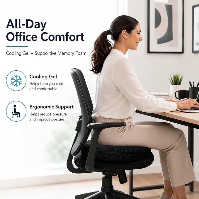 Sojoy iGelComfort Deluxe Gel Swivel Seat Cushion with Supportive Memory Foam 360 Degrees Rotating Seat Cushion for Home,Stool Chair,Office (Brown, 15.5 * 15.5 * 2.5)