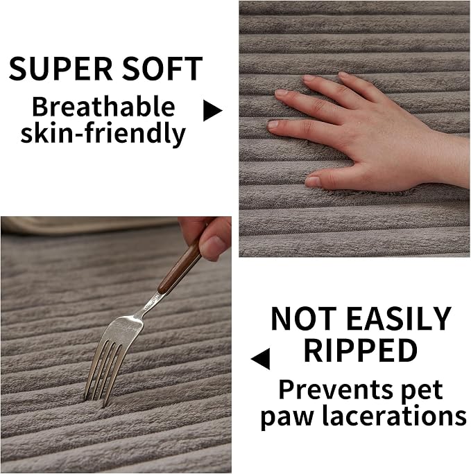 HAOMAIJIA Waterproof Couch Cover for Dogs Washable,Faux Fur Pet Couch Covers for Sofa,Soft Dog Bed Cover Non-Slip Couch Covers for 3 Cushion Couch Sofa Pet Friendly (Grey, 35" x 95" 1 Pack)
