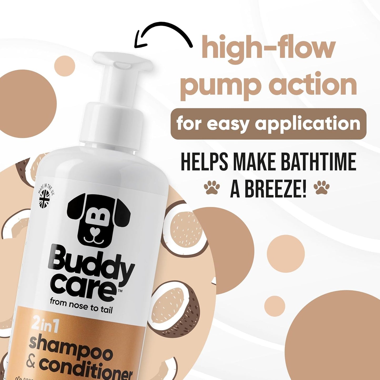 2in1 Dog Shampoo & Conditioner by Buddycare | Coconut Scented | with Aloe Vera and Pro Vitamin B5 (50.72oz)