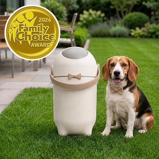 iTouchless Odor-Block Dog Poop Can, 4 Gal Ag+ Silver Ion Trash Bin, Ivory | Easy One-Hand Disposal | Lightweight & Rust-Proof | Indoors & Outdoors | 20 Free Bags Incl | Pets & Cats Waste | Home, Patio