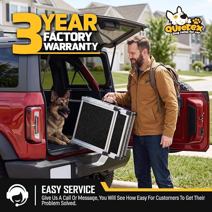 71”Dog Ramp for Car SUV Truck with Adjustable Head | Aluminum Alloy Dog Ramp, Foldable Outdoor Pet Ramp,Up to 200 LBS,Non-Slip Surface Dog Ramps