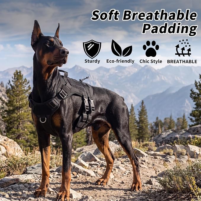 Tactical Dog Harness for Small Dogs, No Pull Vest with Control Handle, Heavy Duty Adjustable Reflective Pet Harness for French Bulldog, Pug, Puppy Walking, Training