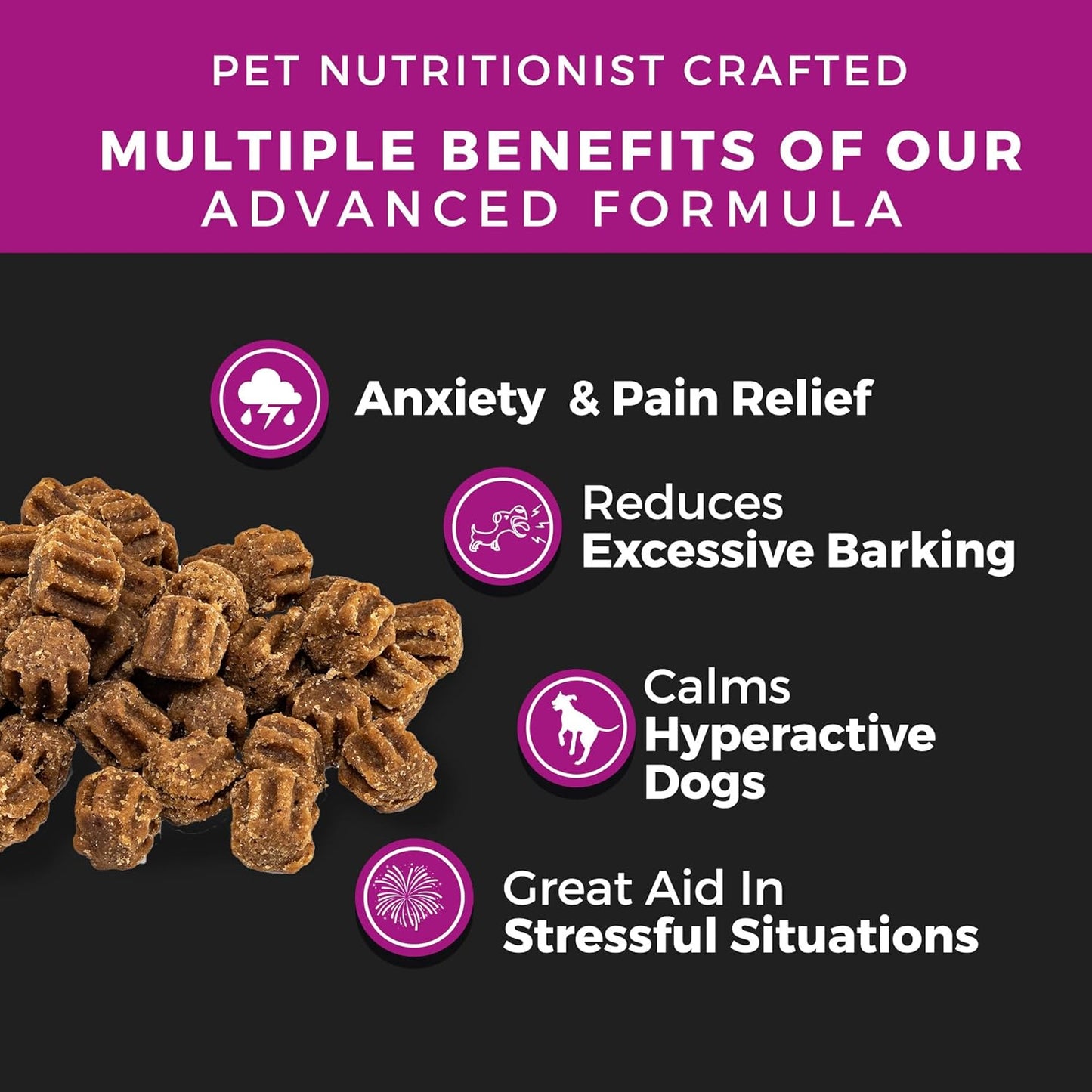 Pet Chef Dog Calming Chews 140 Ct - Hemp Calming Treats for Dogs Anxiety Relief - Natural Chews for Separation Anxiety, Stress & Pain - Peanut Butter Flavor - USA Made Calming Bites