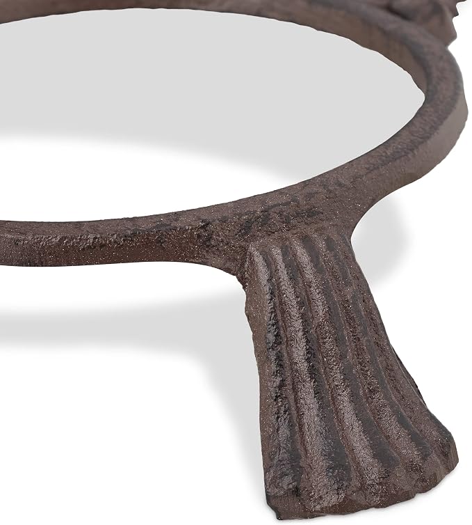 Relaxdays Cast Iron Feeding Station for Cats & Dogs, 3 Stainless Steel Bowls, Antique, Handle, Outdoor, Dark Brown, 37 x 31.5 x 30 cm