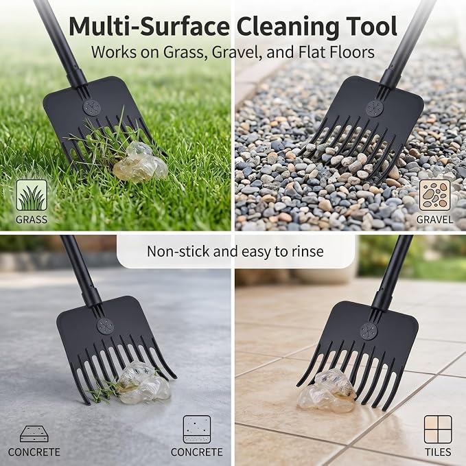 46-Inch Dog Pooper Scooper, Swivel Bin & Rake Set with Extended Handle, Odor-Sealing Lid, Bag Holder + 35 Free Waste Bags, for Large Small Dogs, Yard & Outdoor Use