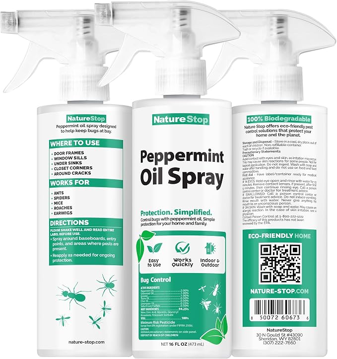 Peppermint Oil Insect Repellent Spray (16oz) | Powerful Peppermint Formula, Pet & Family Friendly, For Household Insects, Indoor & Outdoor Use, Made in USA