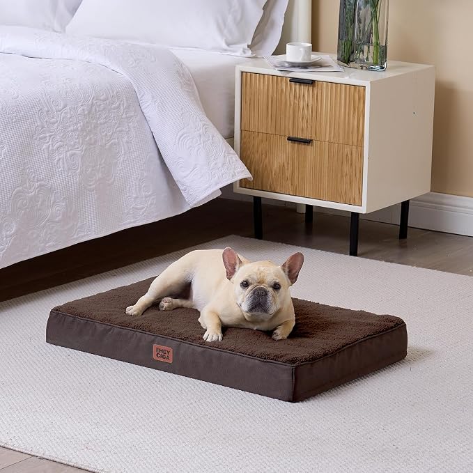 EHEYCIGA Orthopedic Dog Bed Large with Removable Washable Cover, 50IN Brown | Egg Crate Foam Support, Durable Oxford fabric, Non-Slip Bottom, Machine Washable, Soft Waterproof Plush Pet Bed Mat For Crate