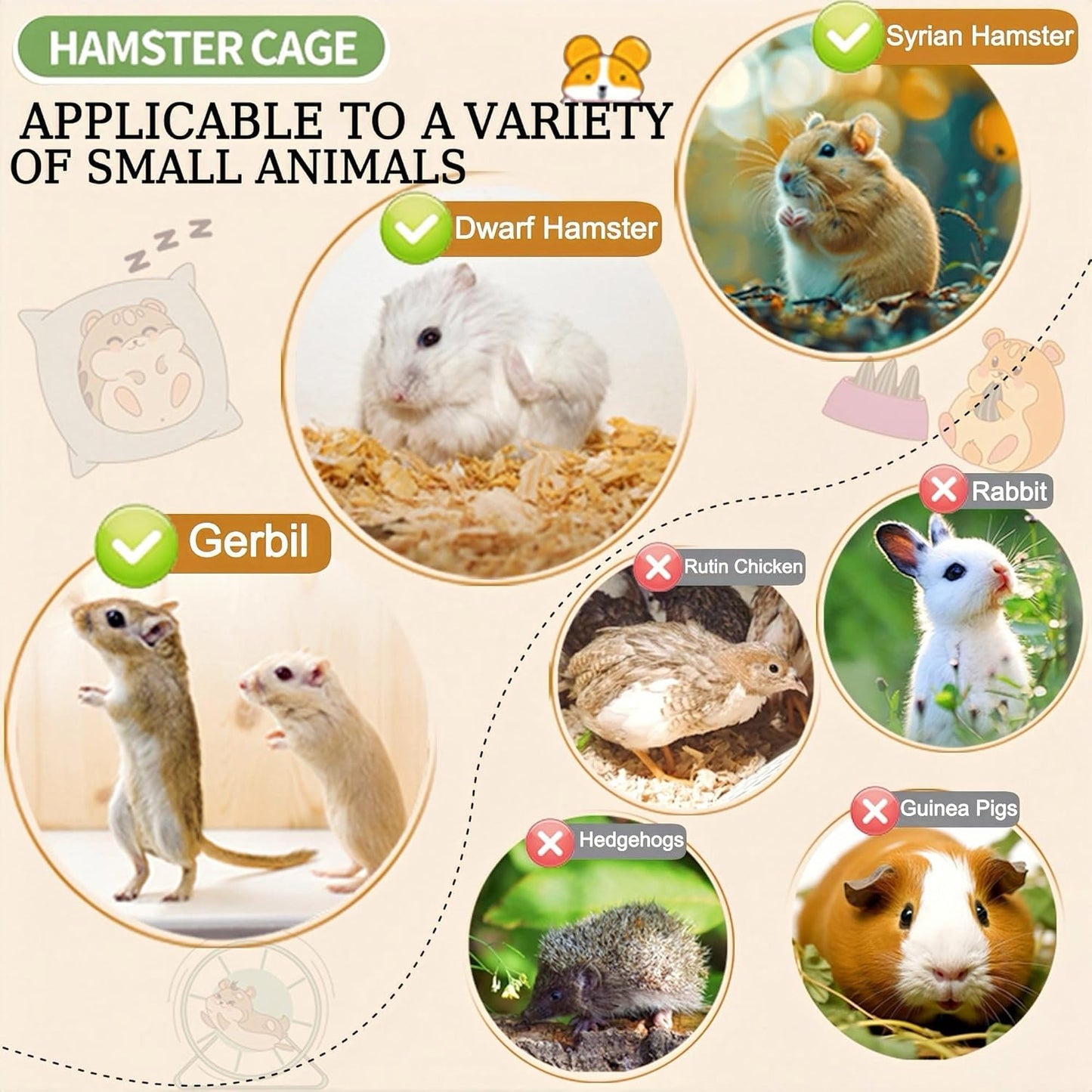 17 in 1 Clear Acrylic Hamster Cage with All Accessories,13.5''L* 10''W* 21''H Dwarf Hamster Cage,Magnetic Connection Small Hamster Enclosure,Garden Style Wooden Mouse Cage for Pet Mice(3-Layer,White)