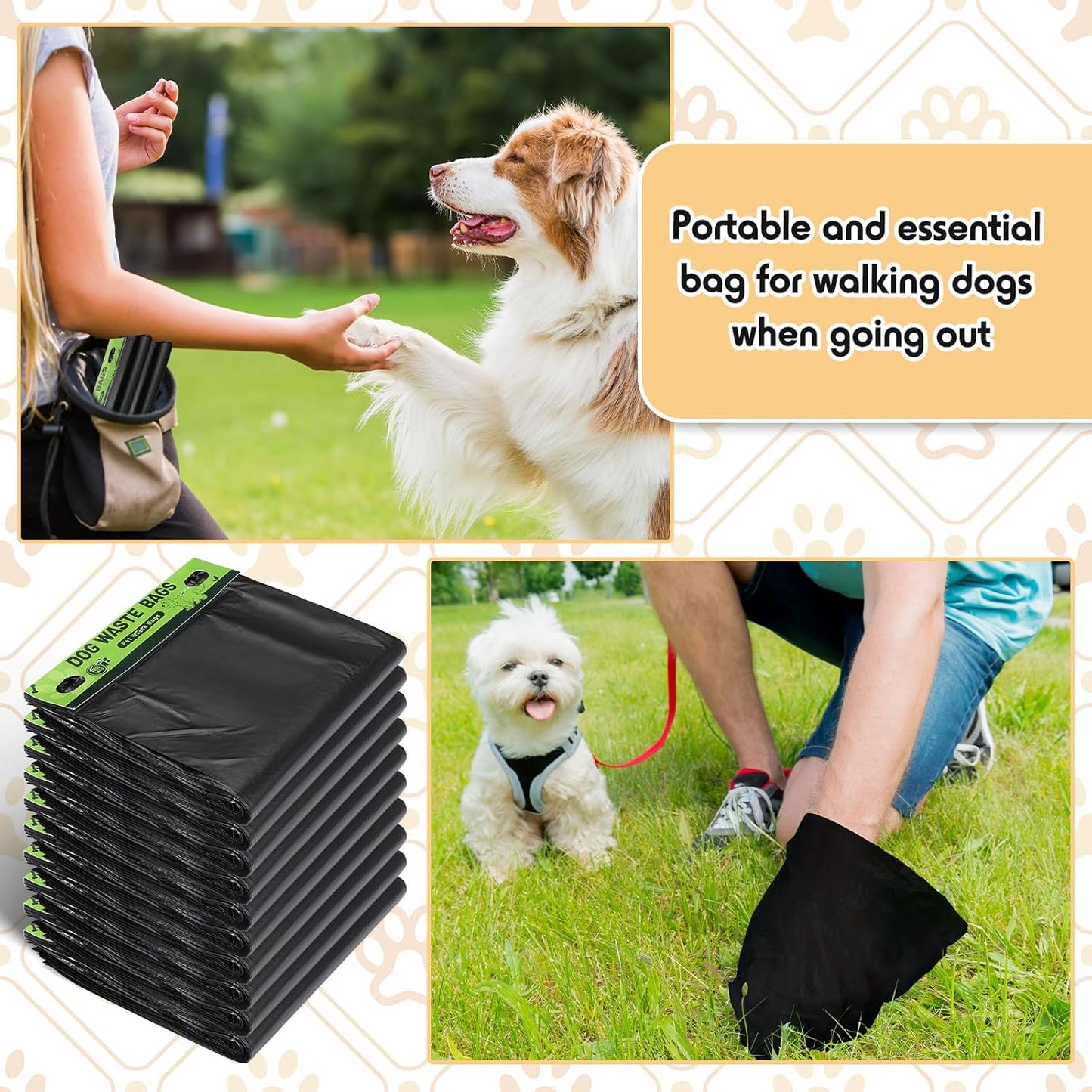 Ireer 5000 Pcs 50 Counts 5000 Pcs Header Bag Bulk Dog Pet Waste Bags Poop Easy Single Pull for Poop Dog Waste Station Fit Hang Hole Dispenser Home Outdoor (Black)