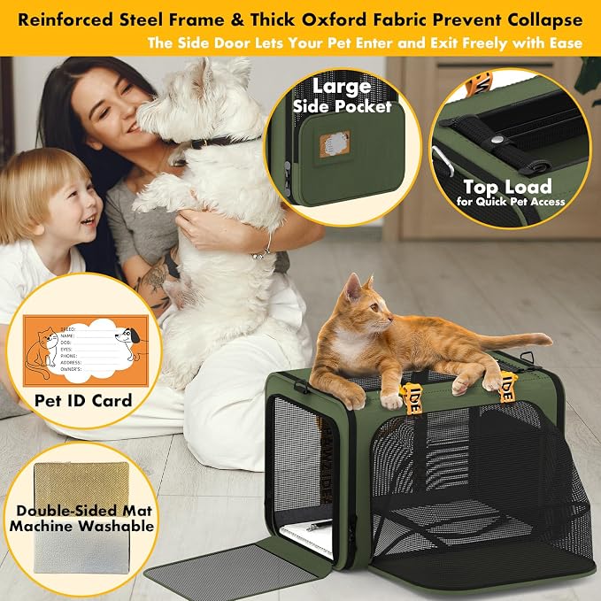 PAWZIDEA Double Pet Stroller with 2 Detachable Carrier, Lightweight Portable Travel Crate & Car Seat Combo & TSA-Approved Expandable Carrier, Foldable Jogger Stroller for 2–4 Cats or Small/Medium Dogs