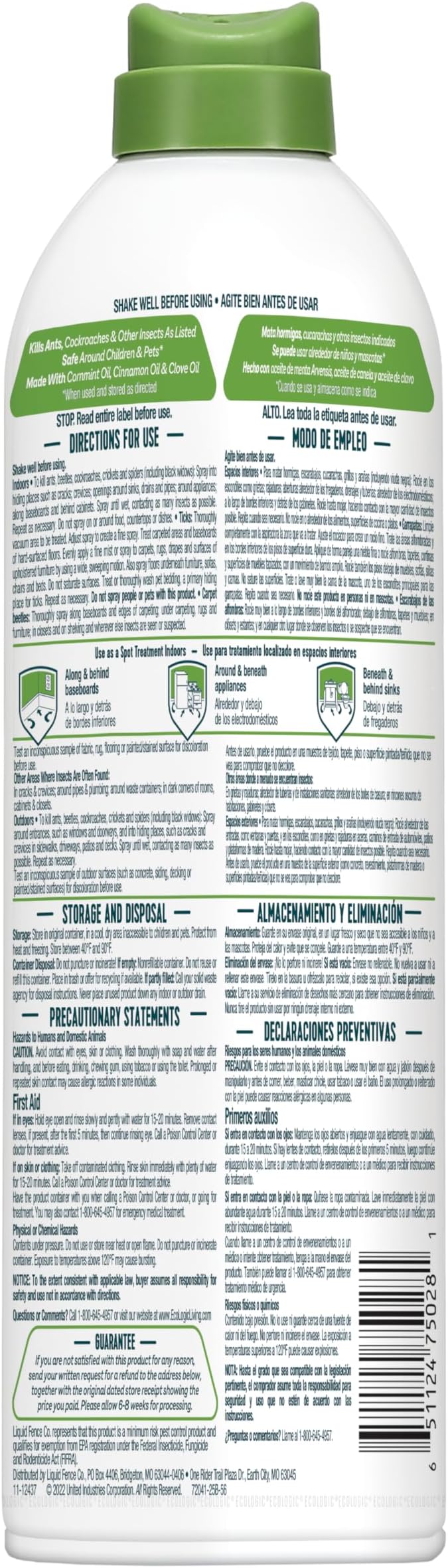 Ecologic Ant & Roach Killer, 14 Ounces, Aerosol Formula Made With Cornmint Cinnamon And Clove Oil Kills Ants, Cockroaches, Crickets And Spiders By Contact For Indoor And Outdoor Defense