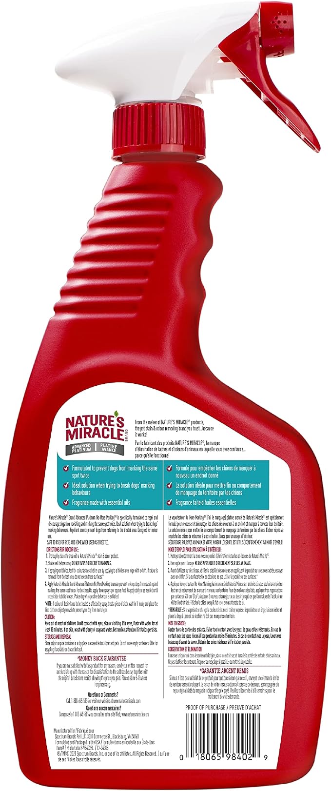 Nature's Miracle Advanced Platinum No More Marking, 24 Ounces, Helps Discourage Repetitive Pet Marking