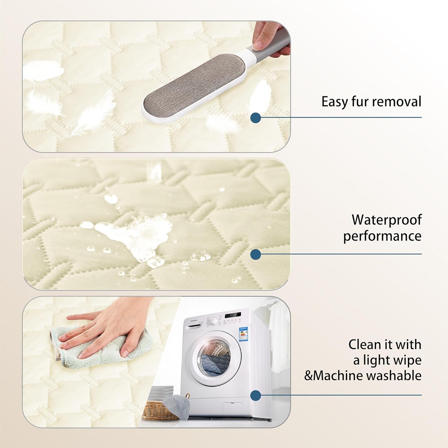 gogobunny 100% Double-Sided Waterproof Dog Bed Cover Pet Blanket Sofa Couch Furniture Protector for Puppy Large Dog Cat, Reversible (30x90 Inch (Pack of 1), Dark Cream/Light Cream)