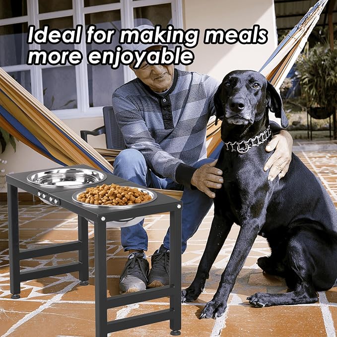ADENGL Metal Elevated Dog Bowl for Large πππ«π π Raised Bowl Stand with Sprill Proof Mat and 2000ML Pet Bowls, Food & Water Bowls 16" Tall Dog Feeder for Large Breed