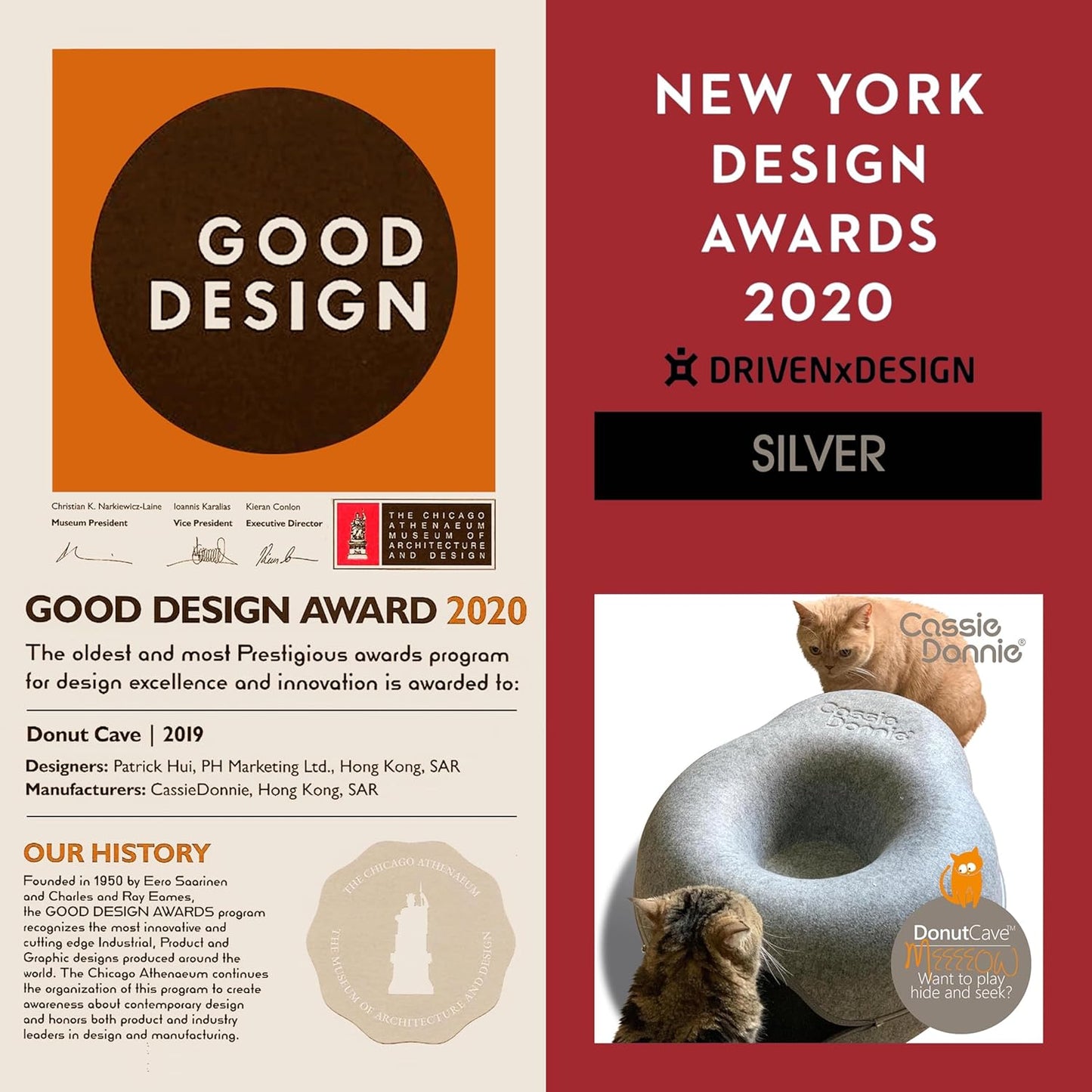 Cat Tunnel Bed for Indoor Cats, Medium Large, Donut Cave House up to 22 Lbs, Spacious for 2 Kittens (Brown)